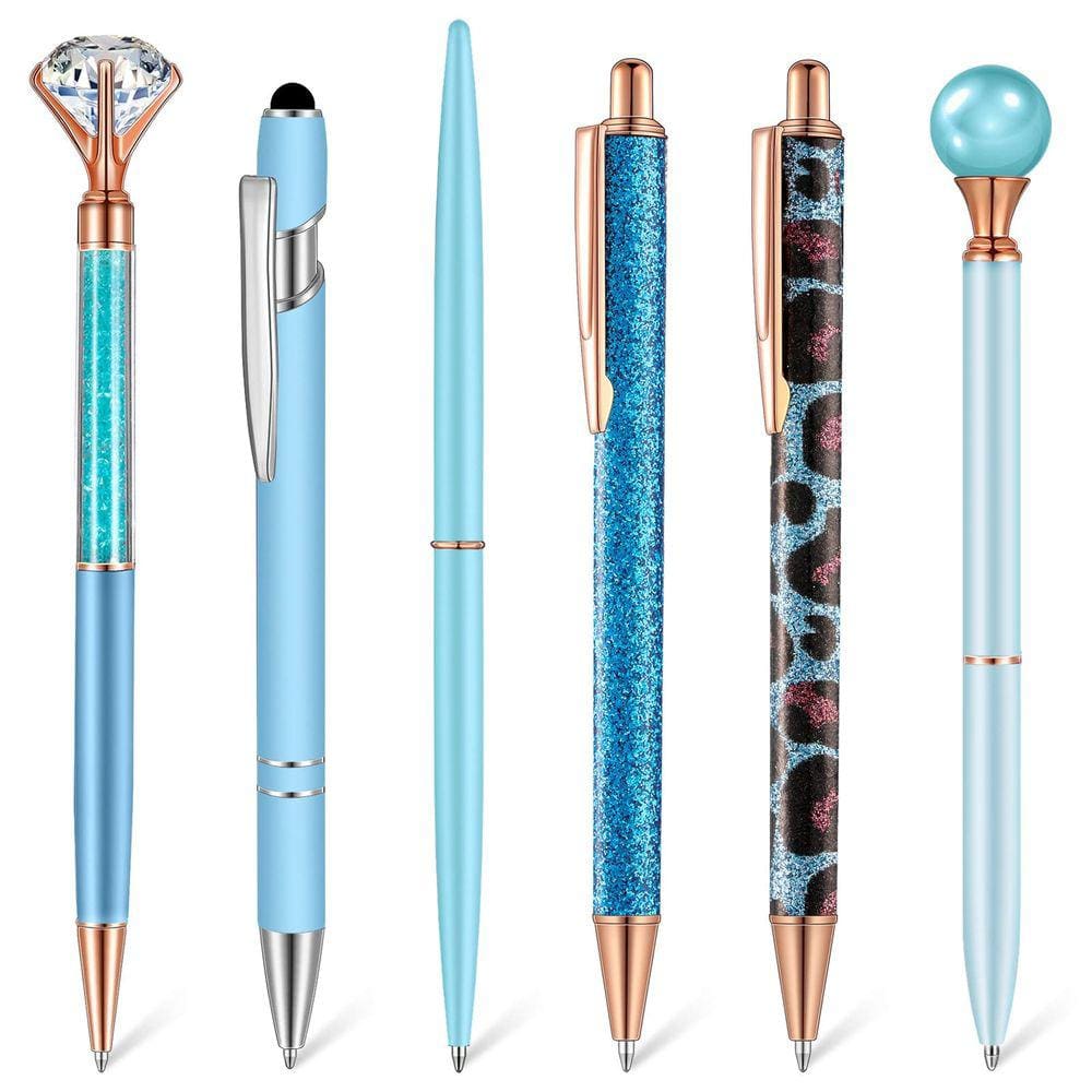 Conjunto de canetas esferográficas Qeeenar Metal Crystal Diamond, 6 unidades