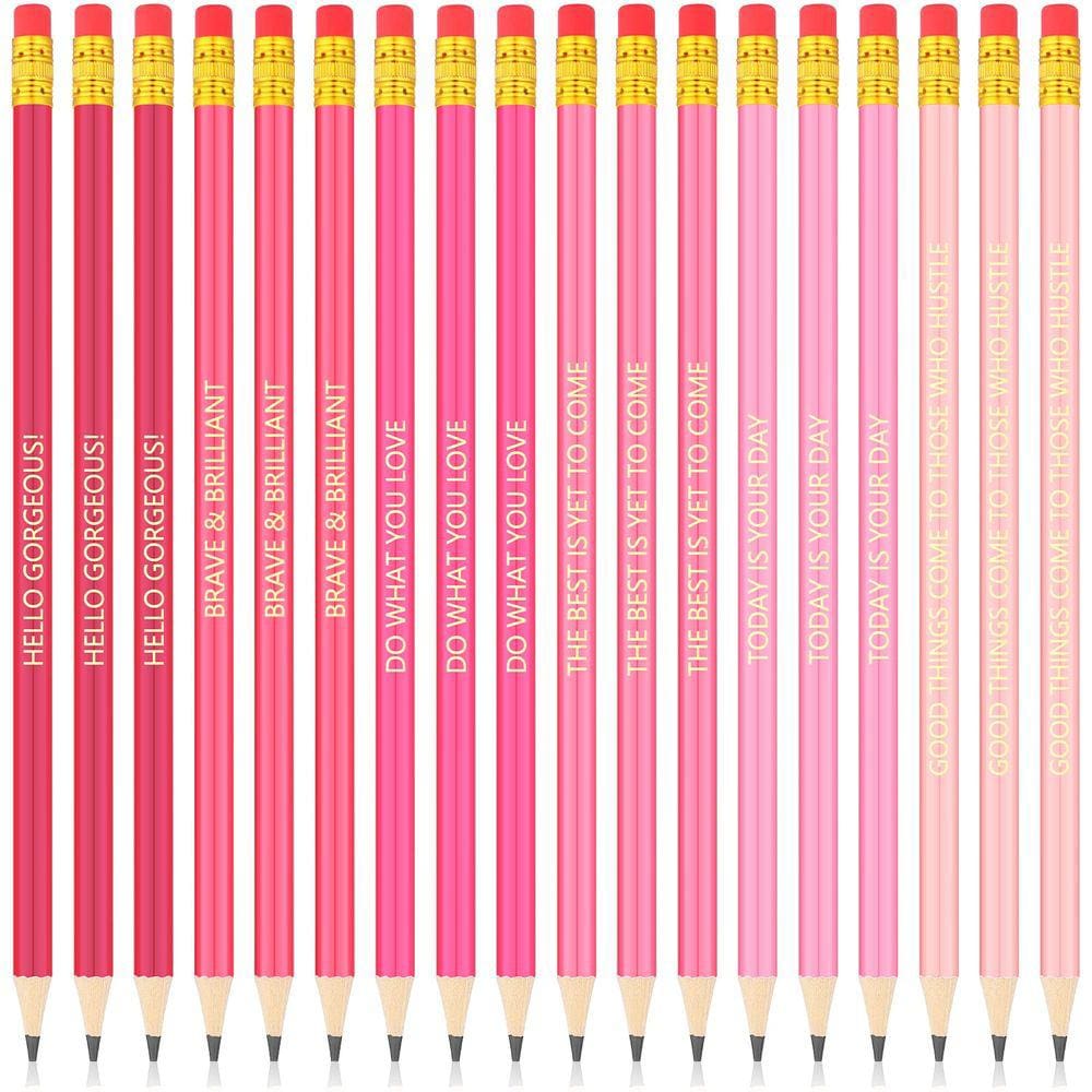 Conjunto de lápis Chivao Motivational 30 peças de madeira rosa com eras