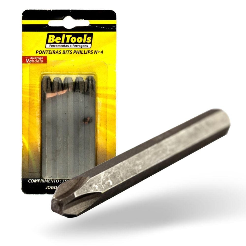 Kit 5 Ponta Bit Phillips CV 75mm x 5/16 x N4 Beltools