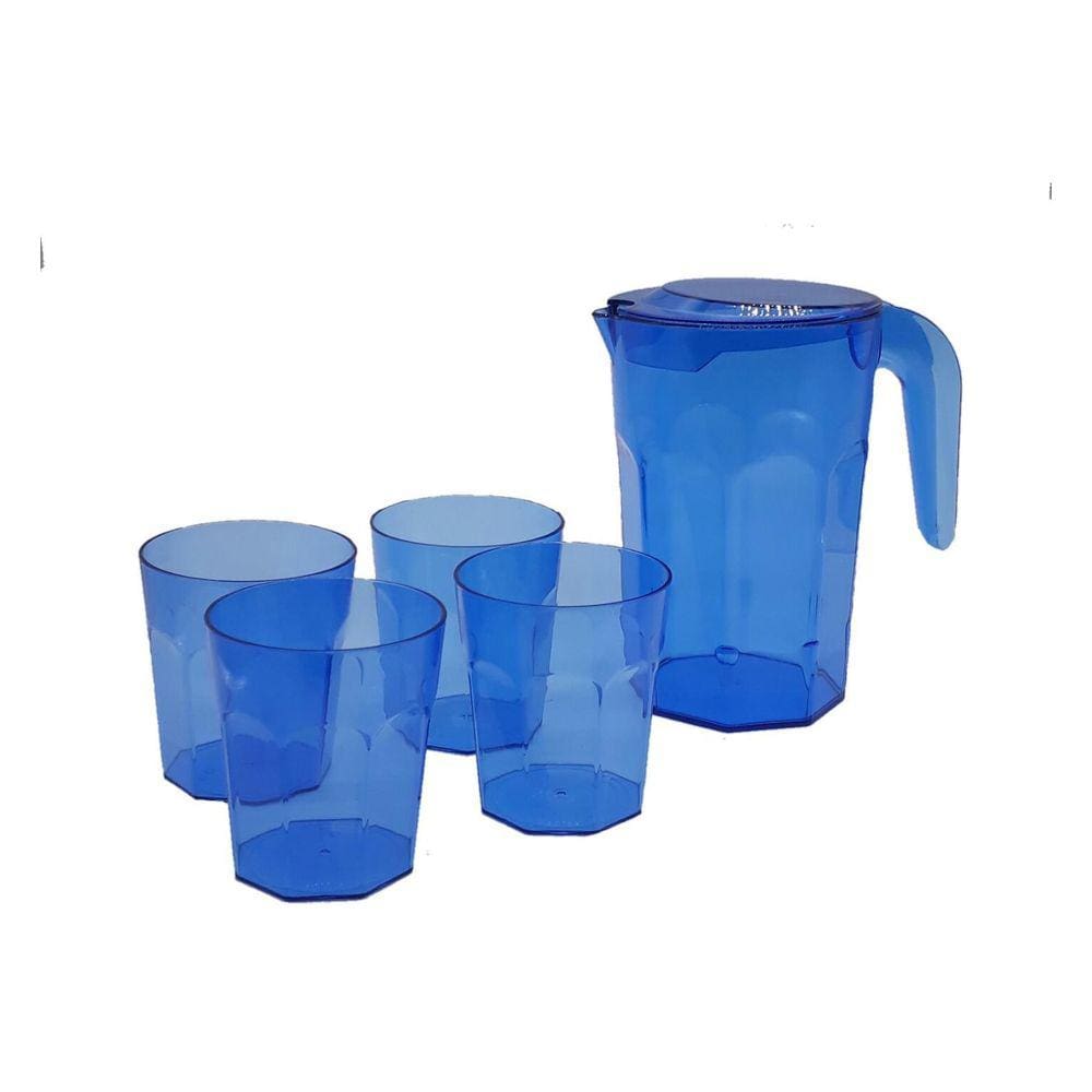 Kit Suco 1 Jarra De 1,5 Litros Com 4 Copos De 400 Ml Cozinha