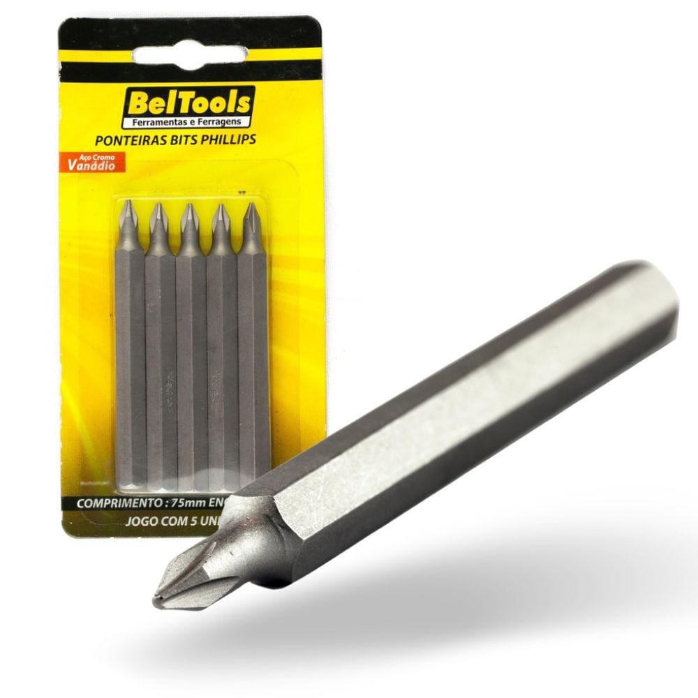Kit 5 Ponta Bit Phillips CV 75mm x 5/16 x N3 Beltools