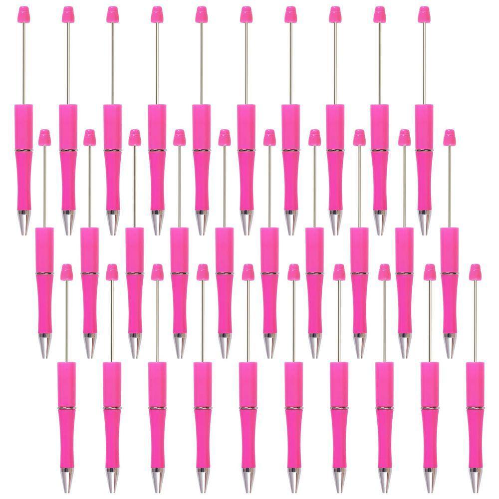 Canetas Beadable Jiebor Hot Pink Plastic Black Ink x30
