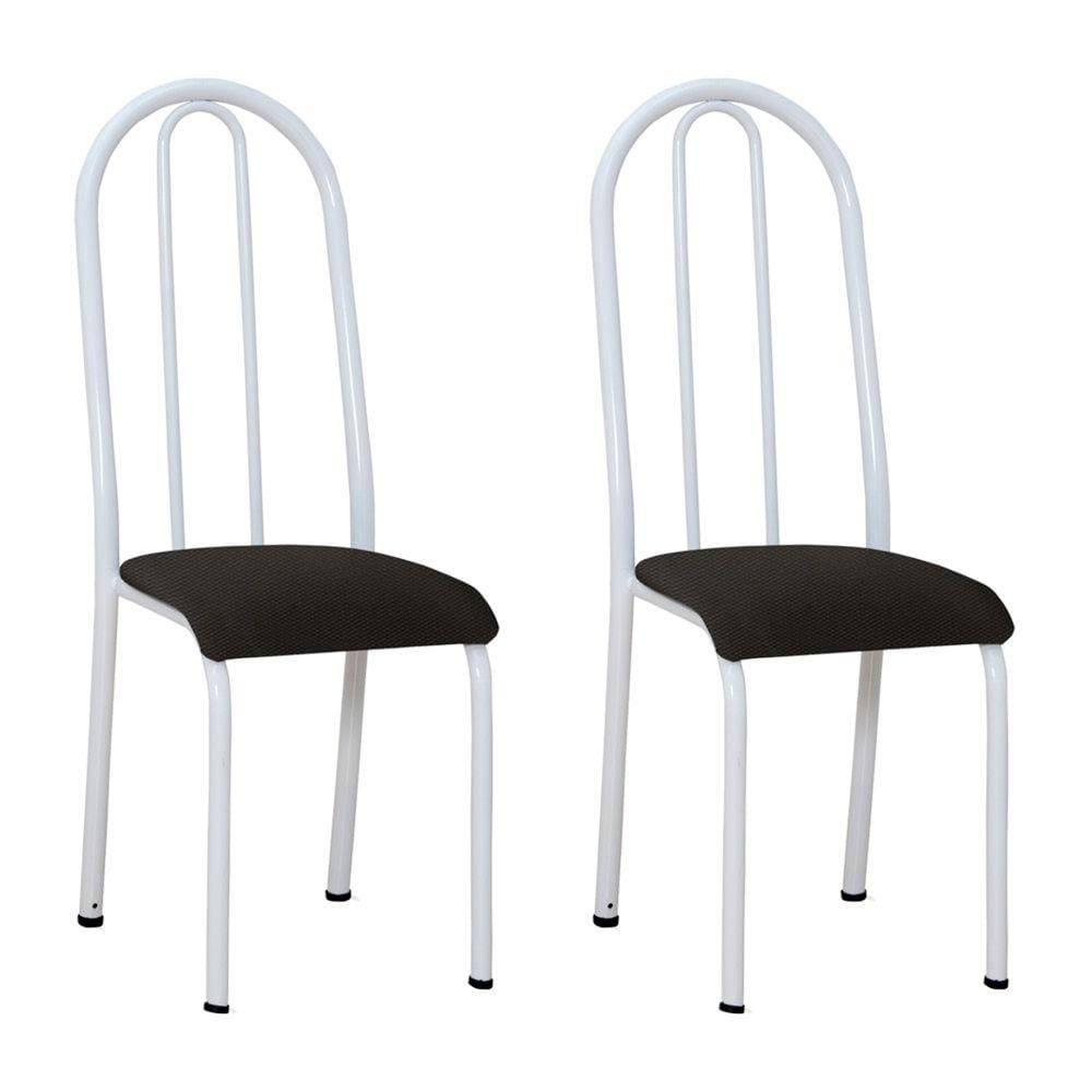 Kit 2 Cadeiras de Cozinha Flórida Estampado Preto Pés de Ferro Branco - Pallazio