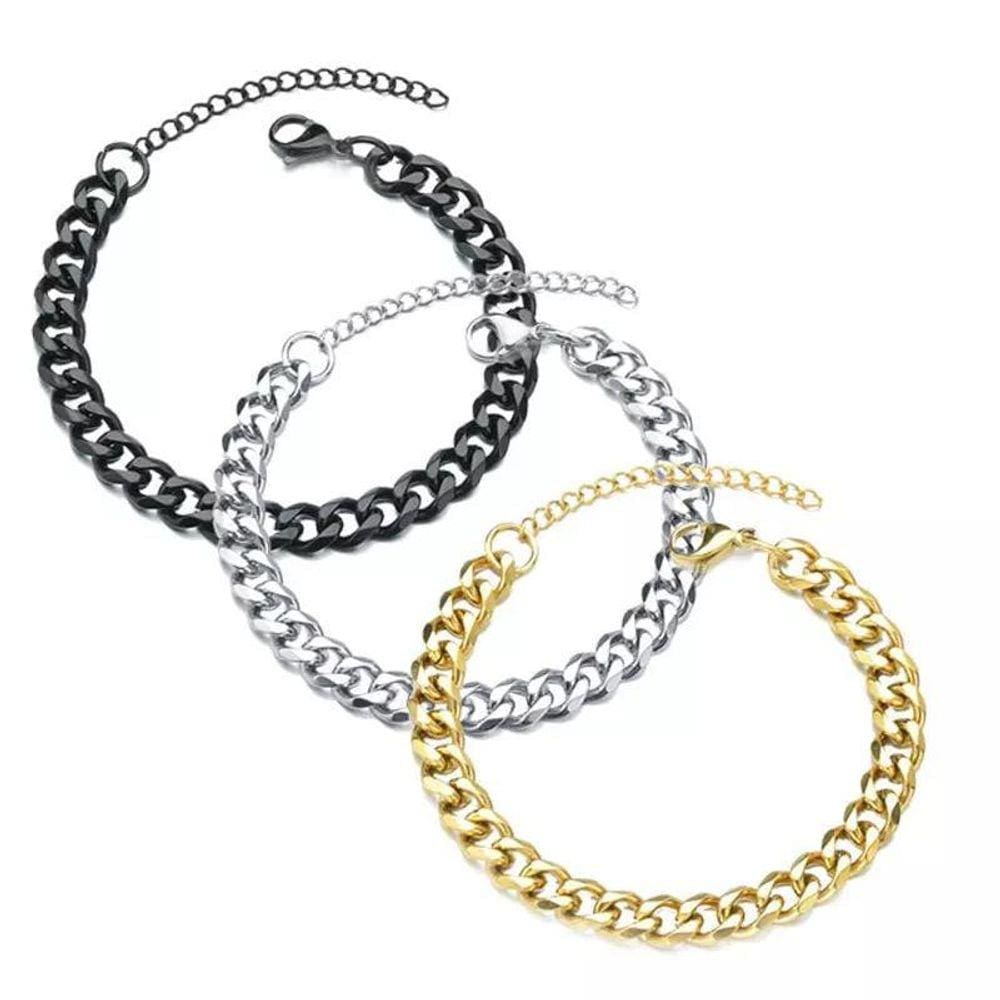 Pulseira Correntes Preta Detalhes P6325