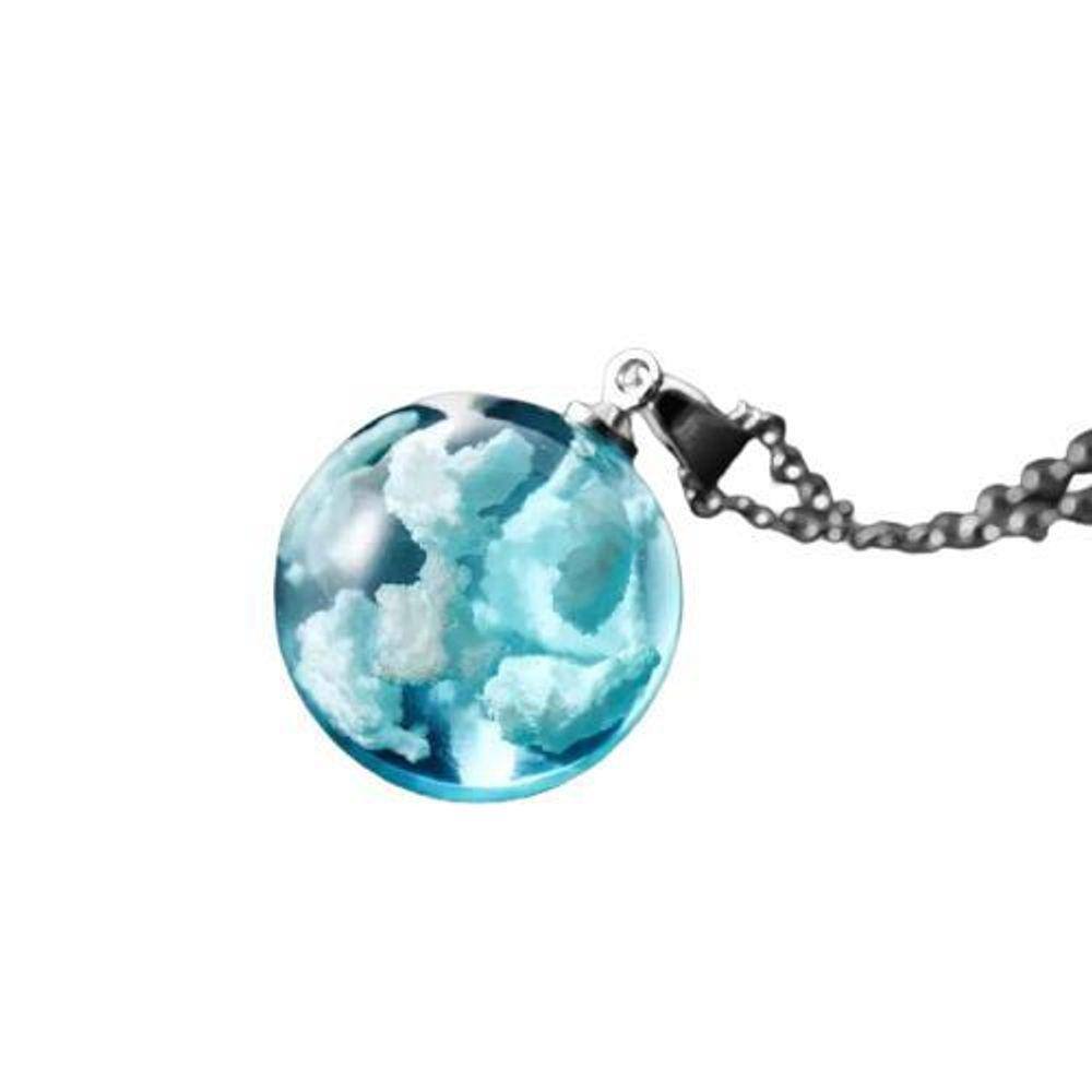 Pingente Céu Azul Transparente Branco Bola