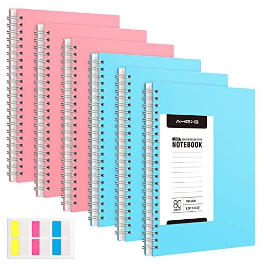 Caderno AHGXG Spiral A5, capa dura, 100GSM, 160 páginas, pacote com 6