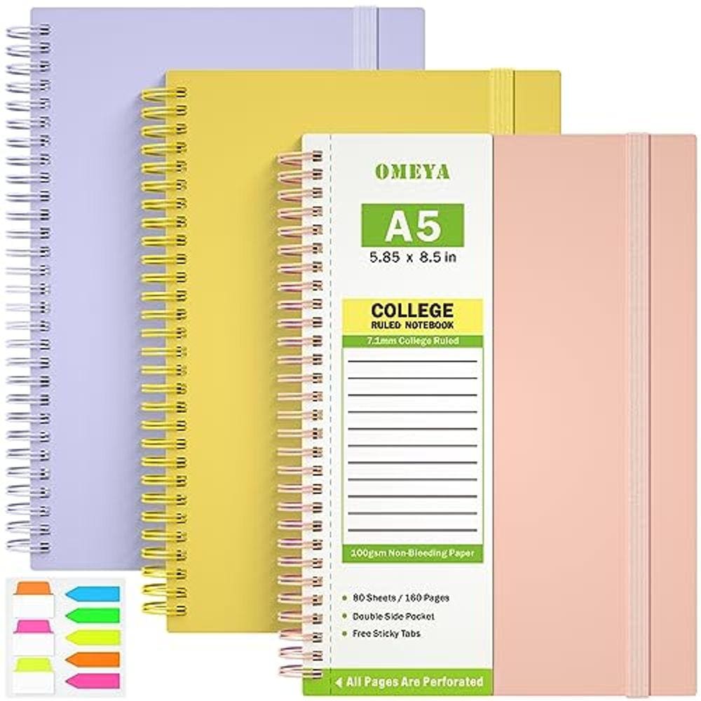 Caderno OMEYA 1 Subject College Ruled com bolsos A5 480 Pag