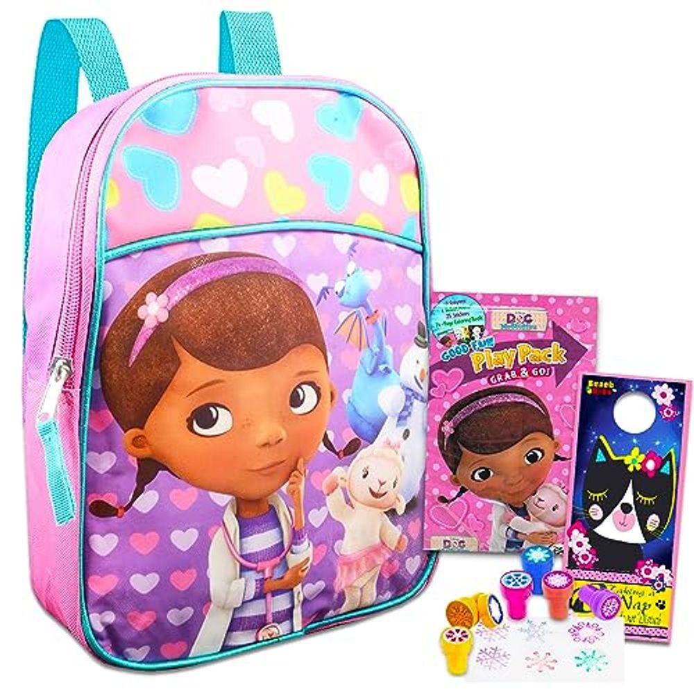 Mini mochila Disney Doc McStuffins com pacote de material escolar