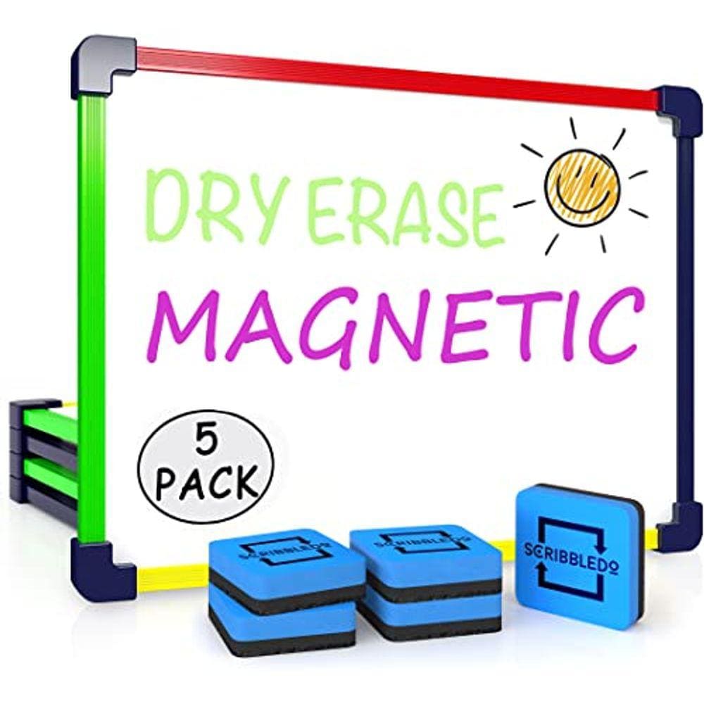Quadro branco Scribbledo magnético de 9 x 12 cm com borrachas, pacote com 5