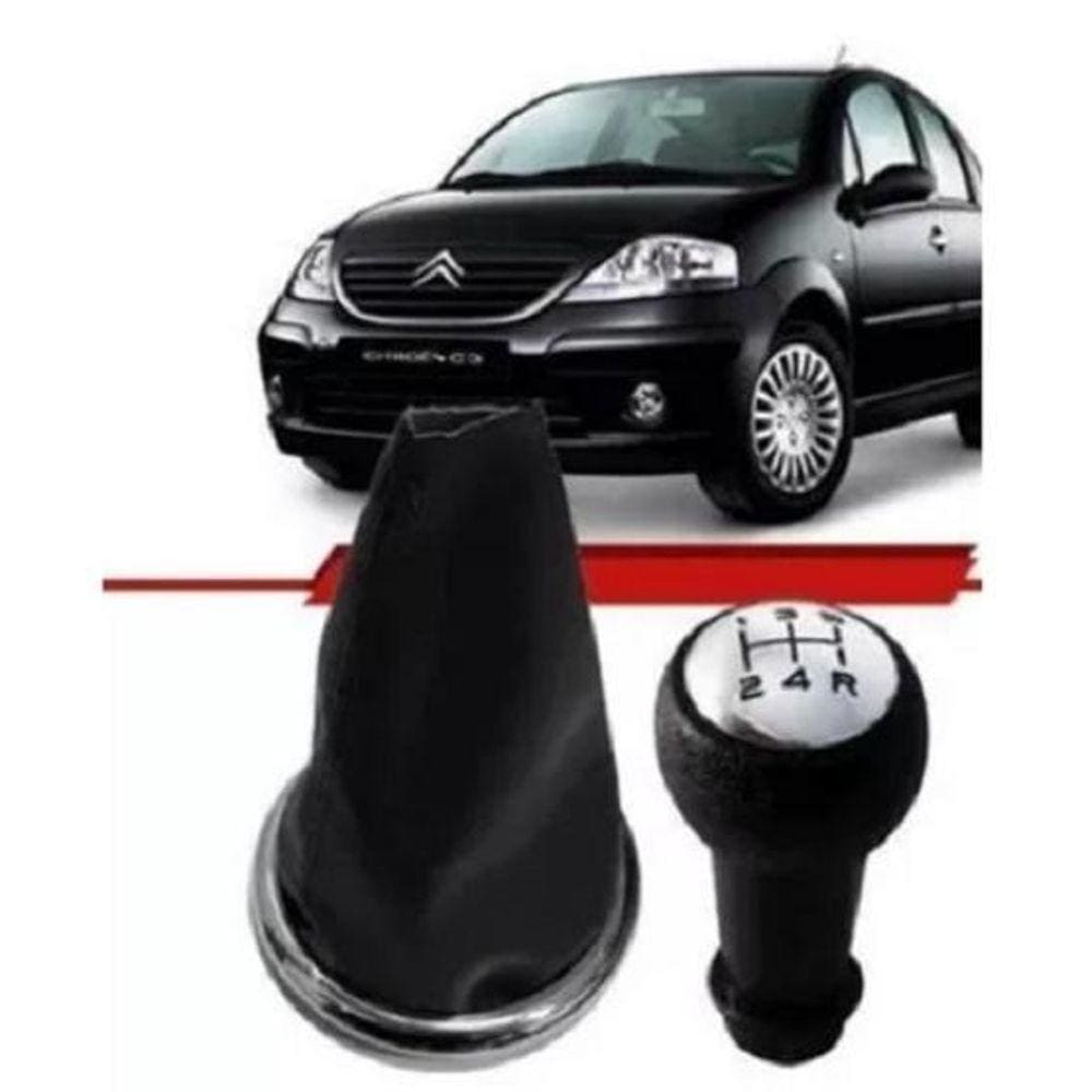 Bola Manopla Cambio Citroen C3 + Coifa Aro Cromado