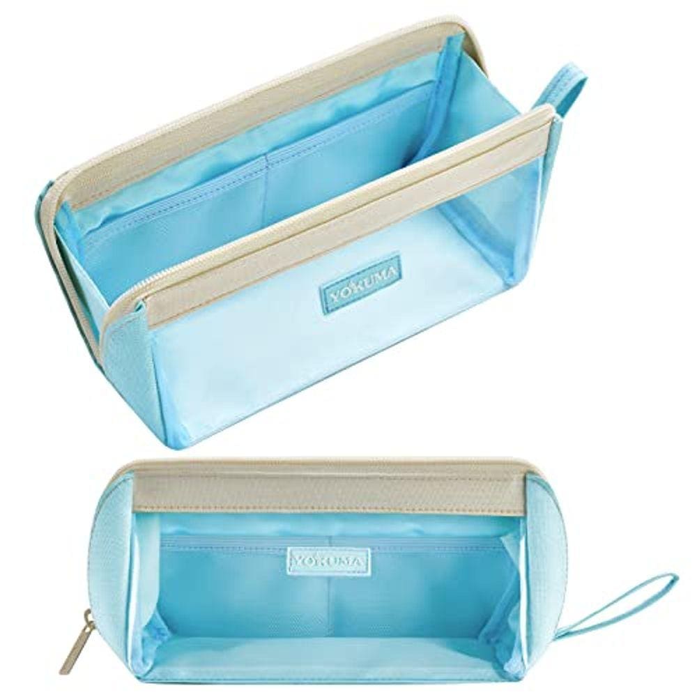 Bolsa de lápis YOKUMA Clear Aesthetic para meninas, azul celeste
