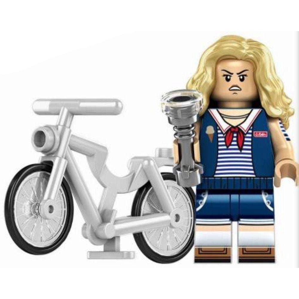 Boneco Blocos De Montar Robin Stranger Things Bicicleta