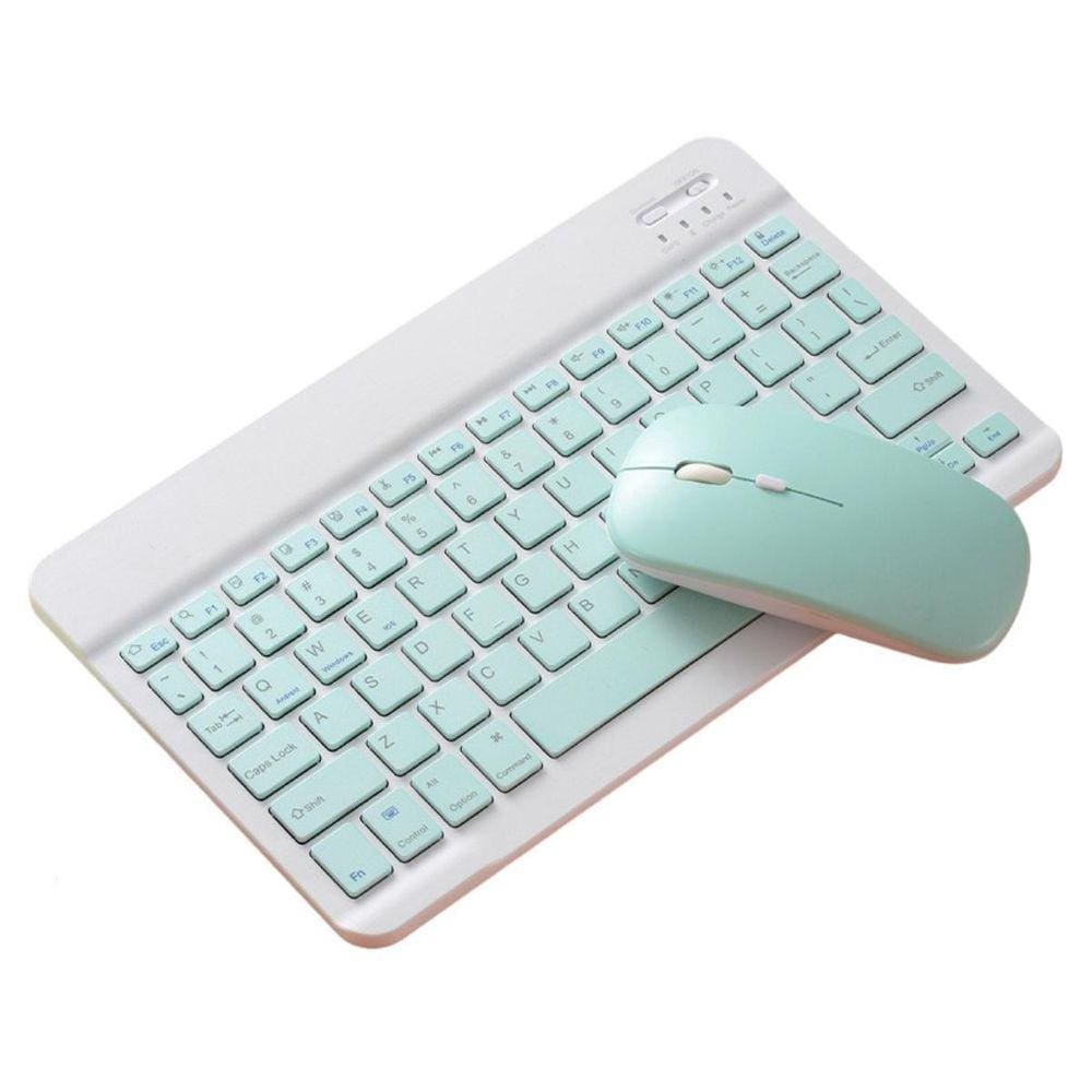 Kit Teclado e Mouse Sem Fio p/ Tab S7 Fe T735 T730 Verde