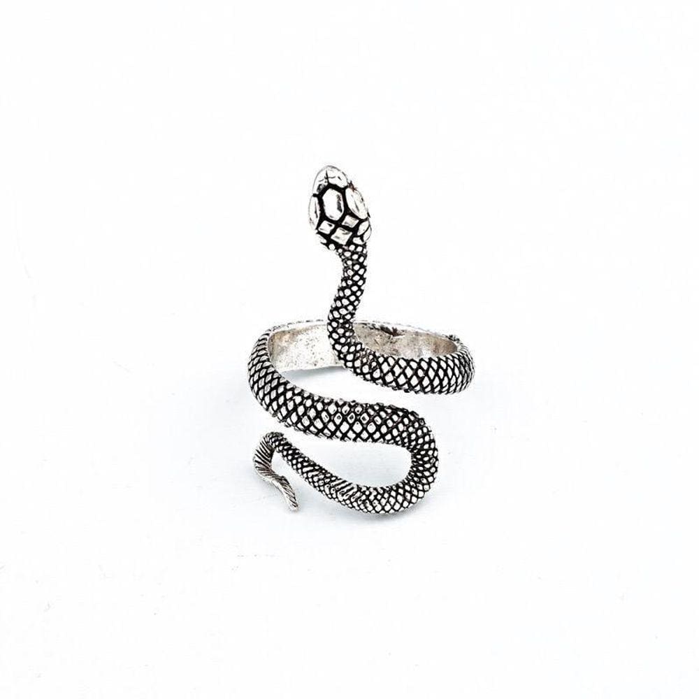 Anel Prateado Ajustável Cobra Snake Serpente Punk Rock