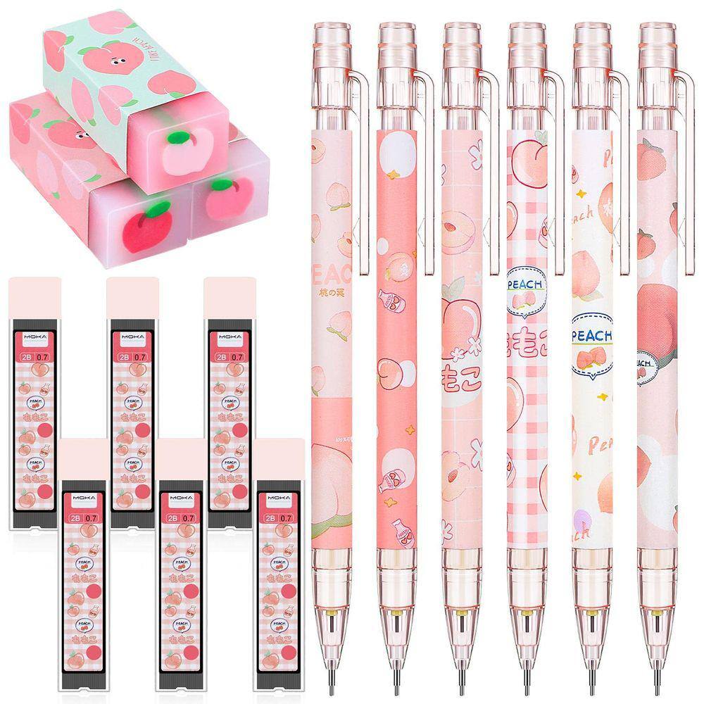 Conjunto de lápis mecânicos Sabary Kawaii, 15 unidades com recargas e eras
