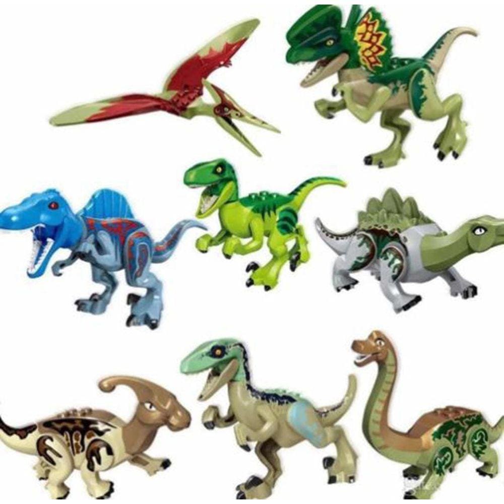 Blocos De Montar Jurássico Velociraptors Kit 8 Dinossauros