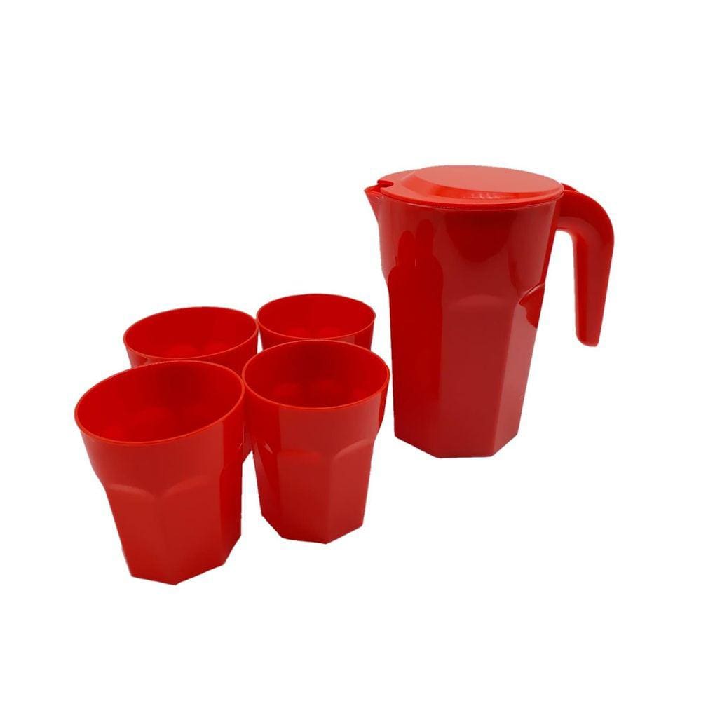 Kit Suco 1 Jarra De 1,5 Litros Com 4 Copos De 400 Ml Cozinha