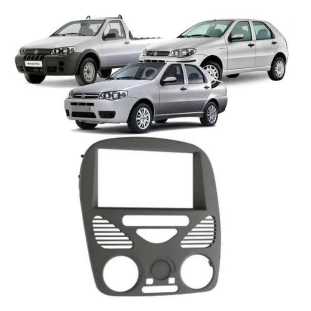 Moldura 2Din Palio G2, Siena E Strada Fire S/ Ar 02/14 Cinza