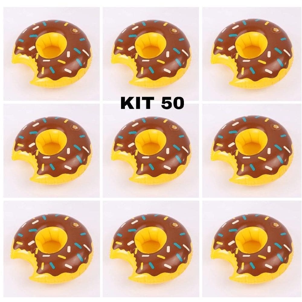 Kit 50 Boias Porta Copo Donuts Marrom Granulado Bo49720