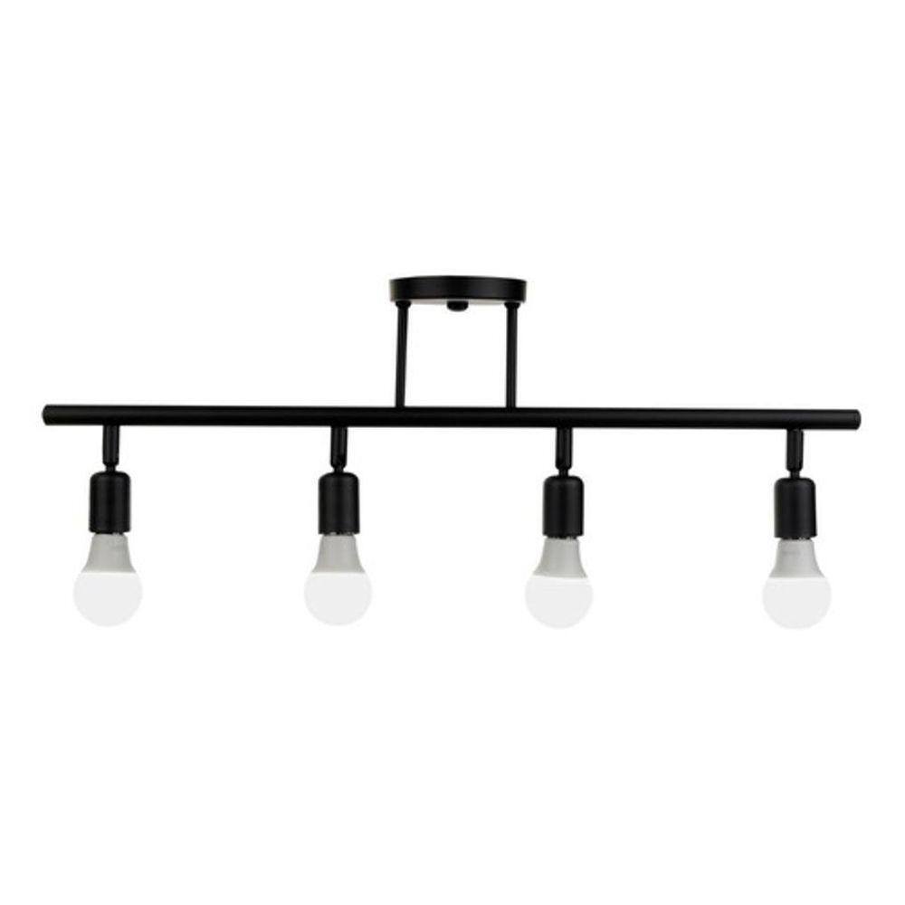 Lustre Luminária Trilho Em Alumínio Spot B/4 Preto Fosco