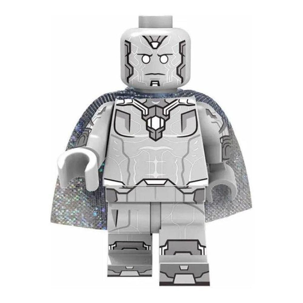 Boneco Blocos De Montar Visão Prateado Vingadores