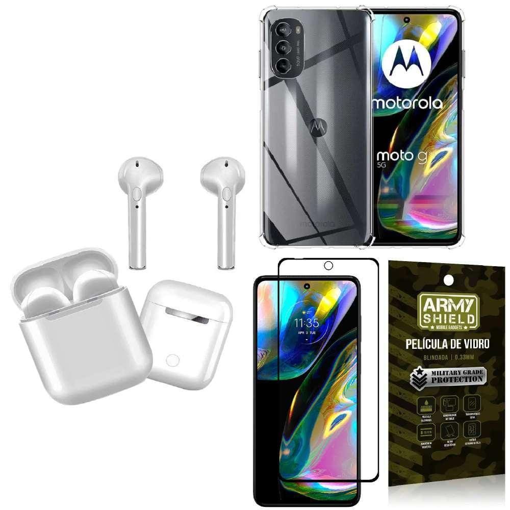 Capinha Moto G82 + Fone De Ouvido Bluetooth + Película 3D