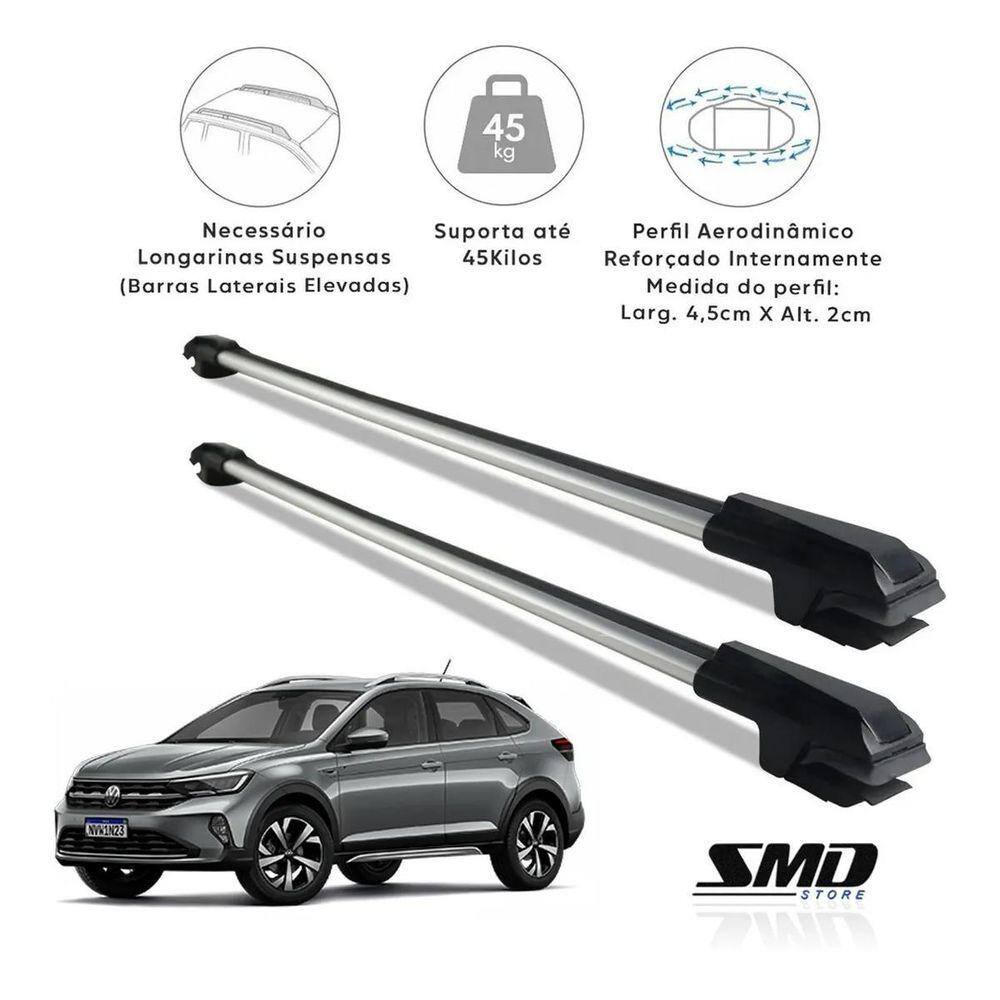 Rack Travessa Teto Aluminio Prata Vw Nivus 2020 Em Diante