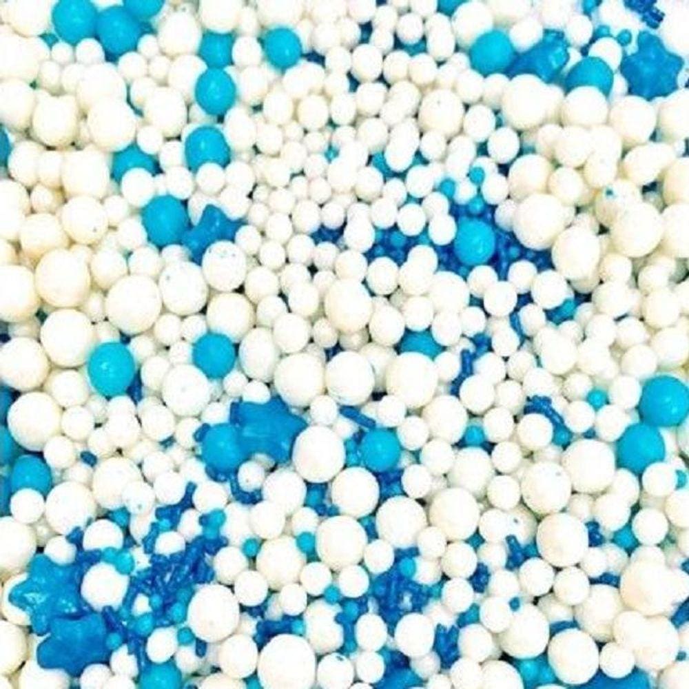 Confeito De Açúcar Sprinkles Azul/Branco 50g - Jady