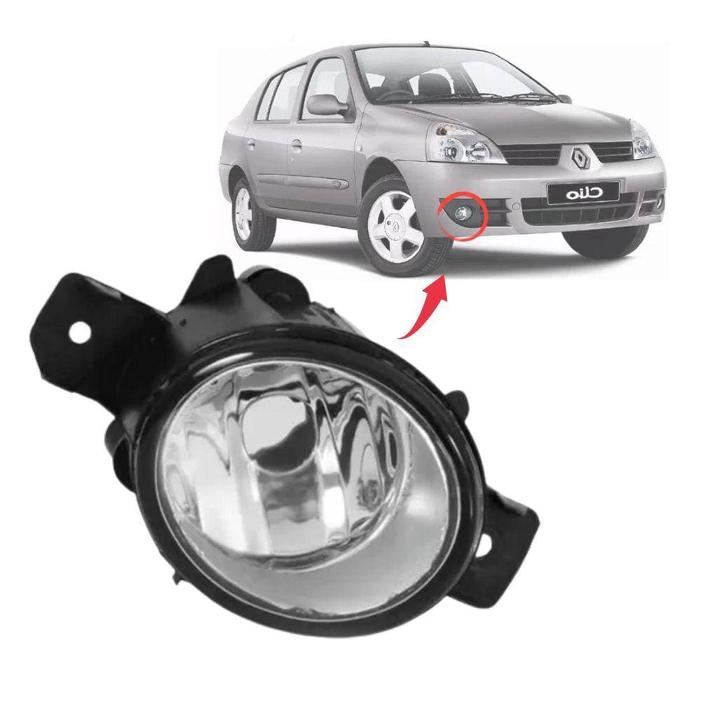 Farol Clio 2003 a 2014 Lado direito Milha Neblina H11 Vidro