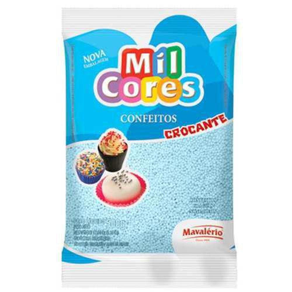 Confeito Miçanga Mil Cores Mavalério Azul 500G