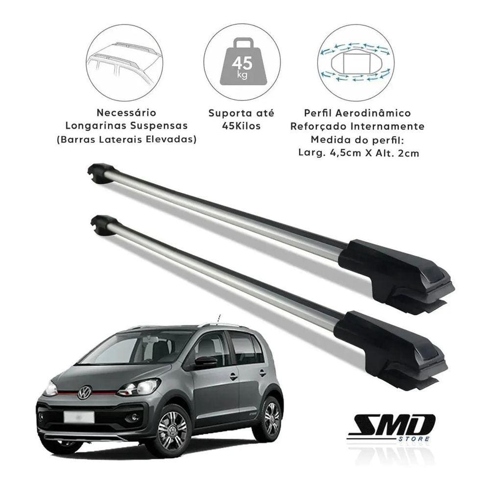 Rack Travessa Teto Prata Vw Up Cross 2015 Em Diante Prata