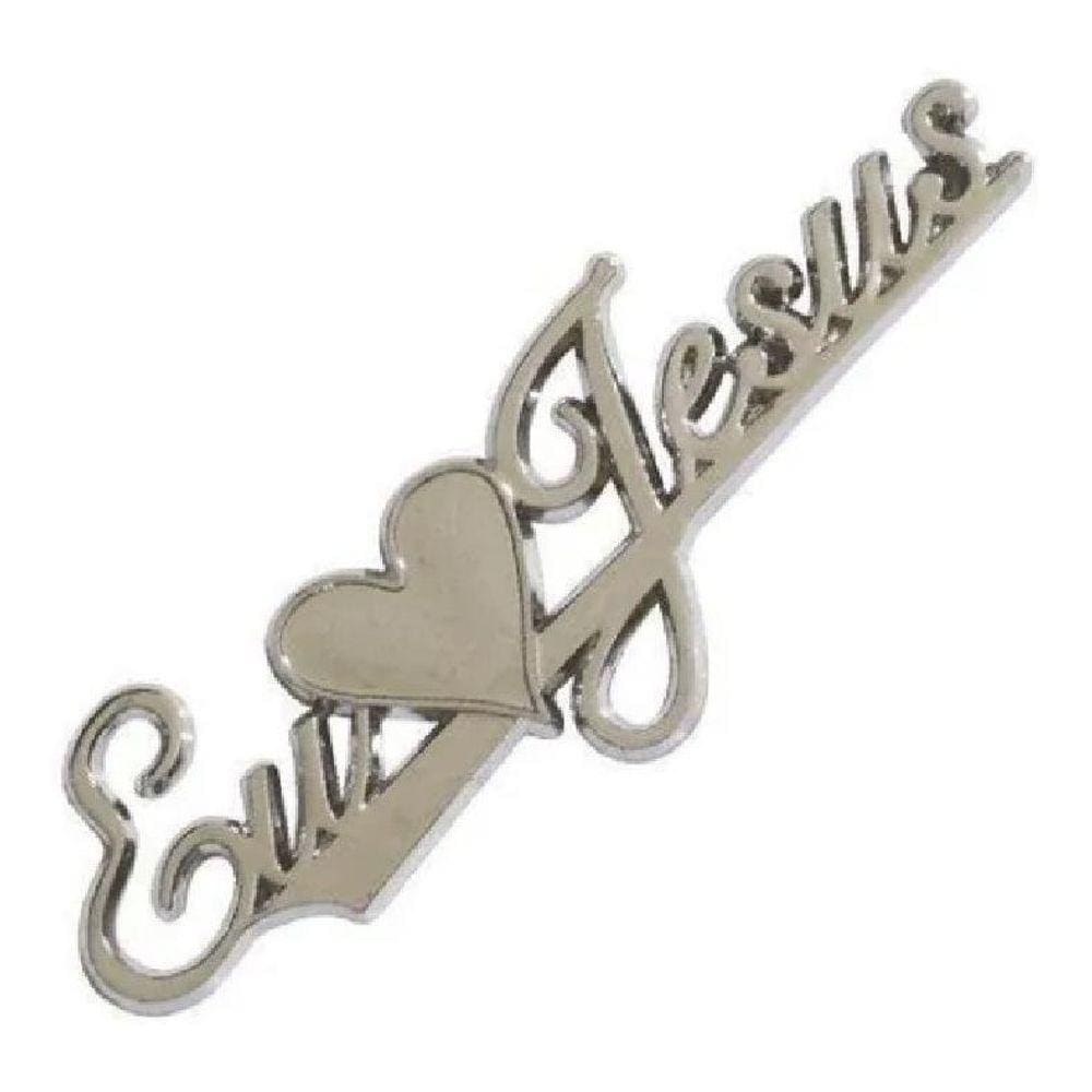 Emblema Adesivo Alto Relevo 3D Eu Amo Jesus Cromado Cromado