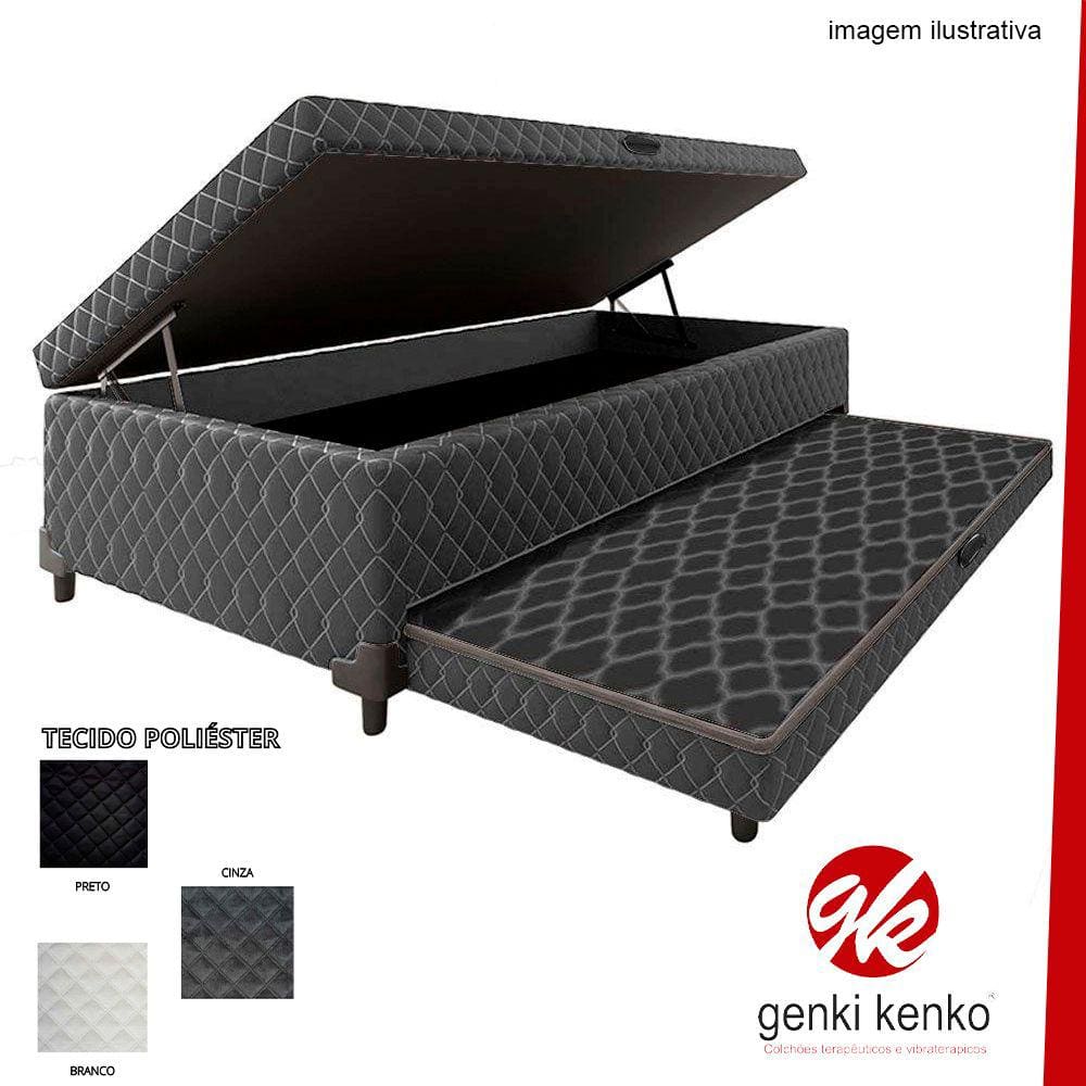 Cama Box Bau Solteiro Com Auxiliar Semi Ortopedico Poliester