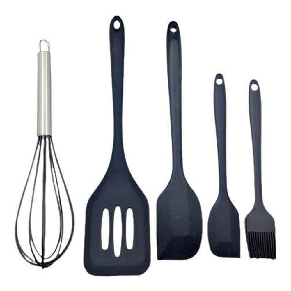 Kit De Utensílios De Silicone - 5 Pçs - Vermelho