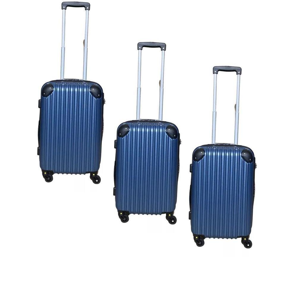 Conjunto 3 Malas Rosa Azul E Preta 10Kg Rodinha 360