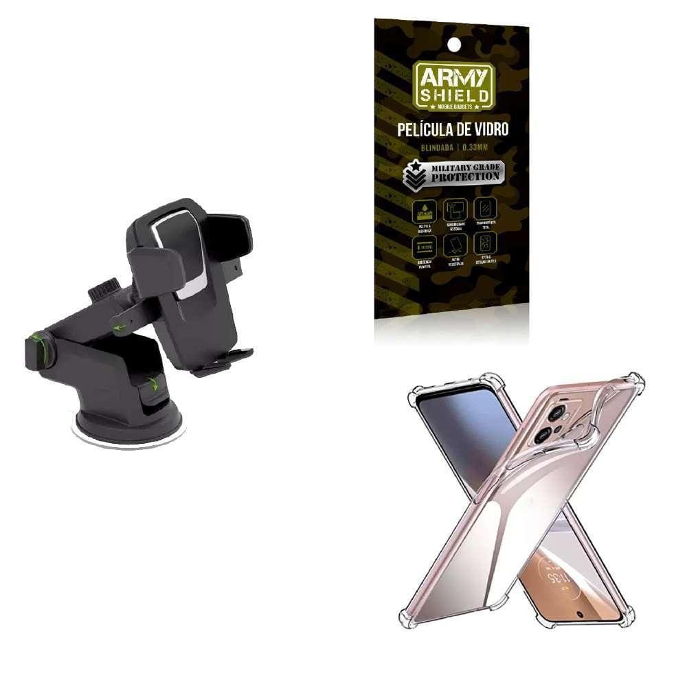 Capinha Moto E23 + Suporte Veicular Premium + Película 3D