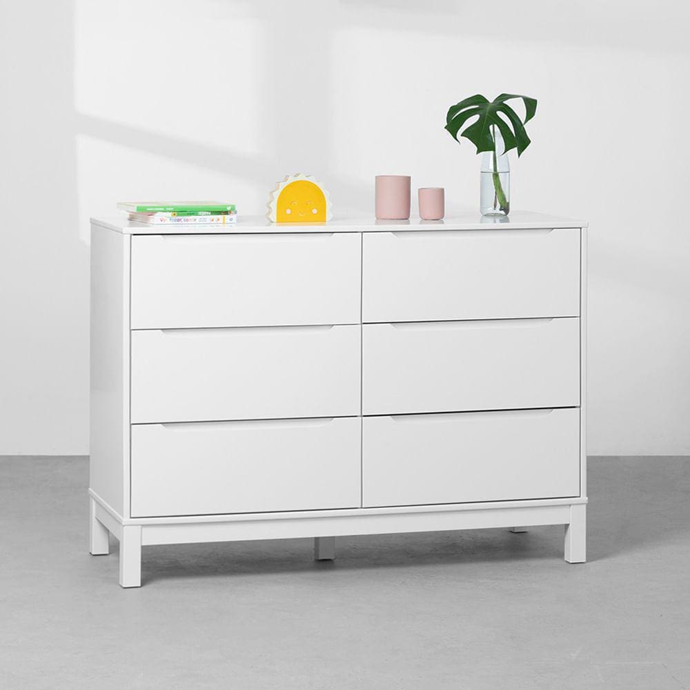 Cômoda Cozy 6 Gavetas - Branco Fosco