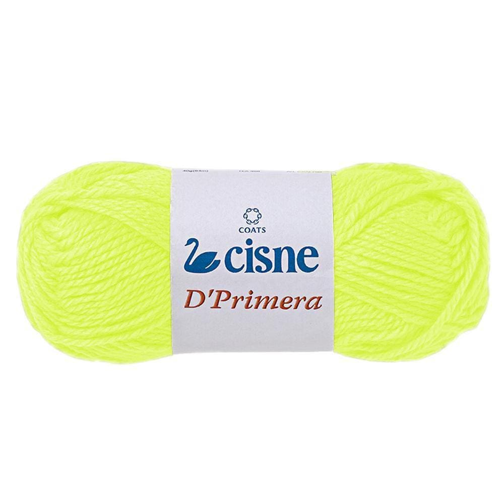 Kit 5 Novelos Lã Cisne D`Primera Cor 254 Amarelo Neon