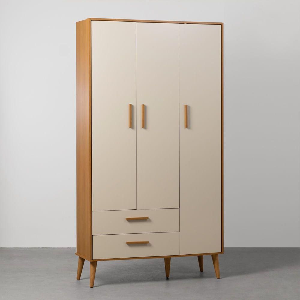Guarda-Roupa Isis 3 Portas e 2 Gavetas – Areia e Savana