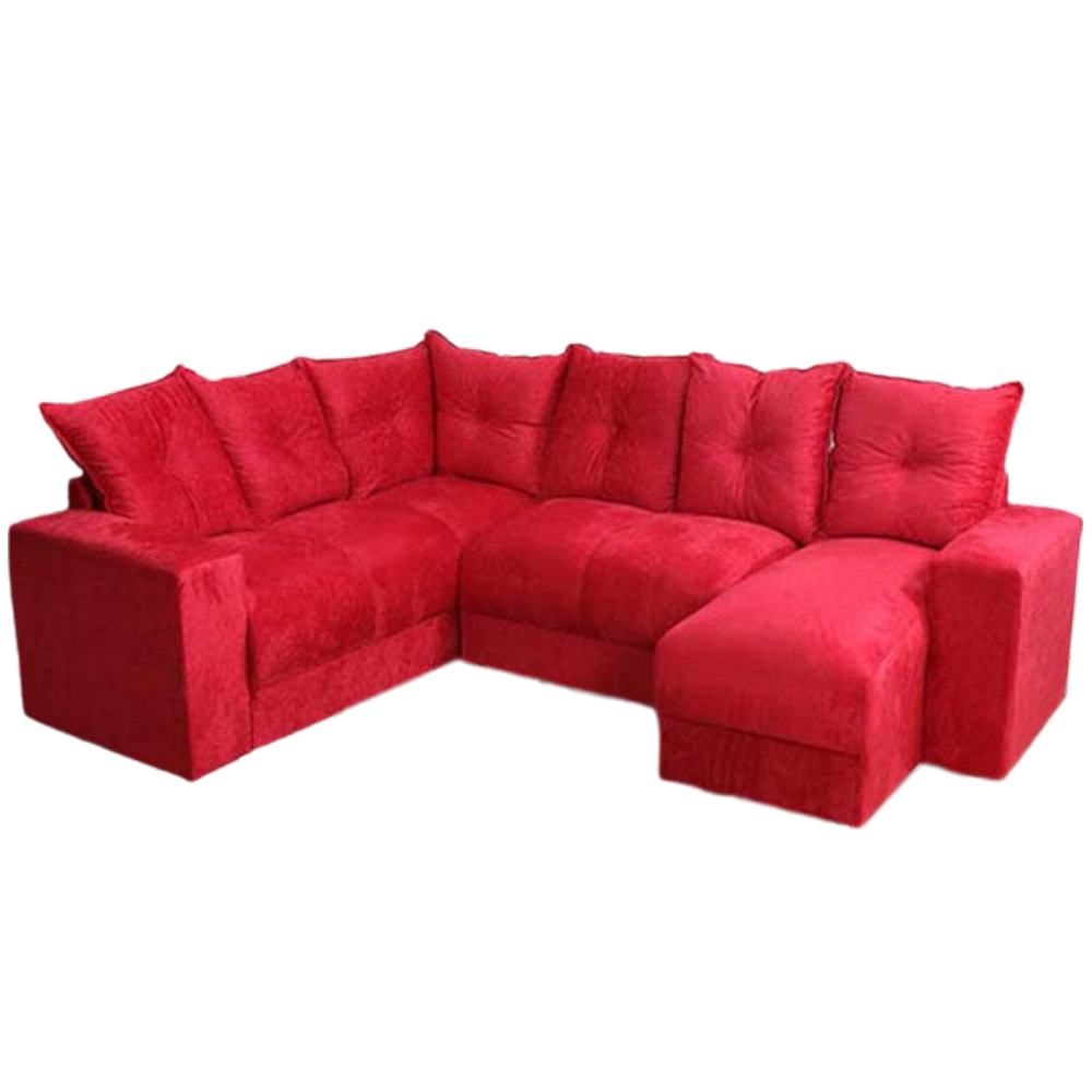 Sofá de Canto 6 lugares Tecido Suede Vermelho