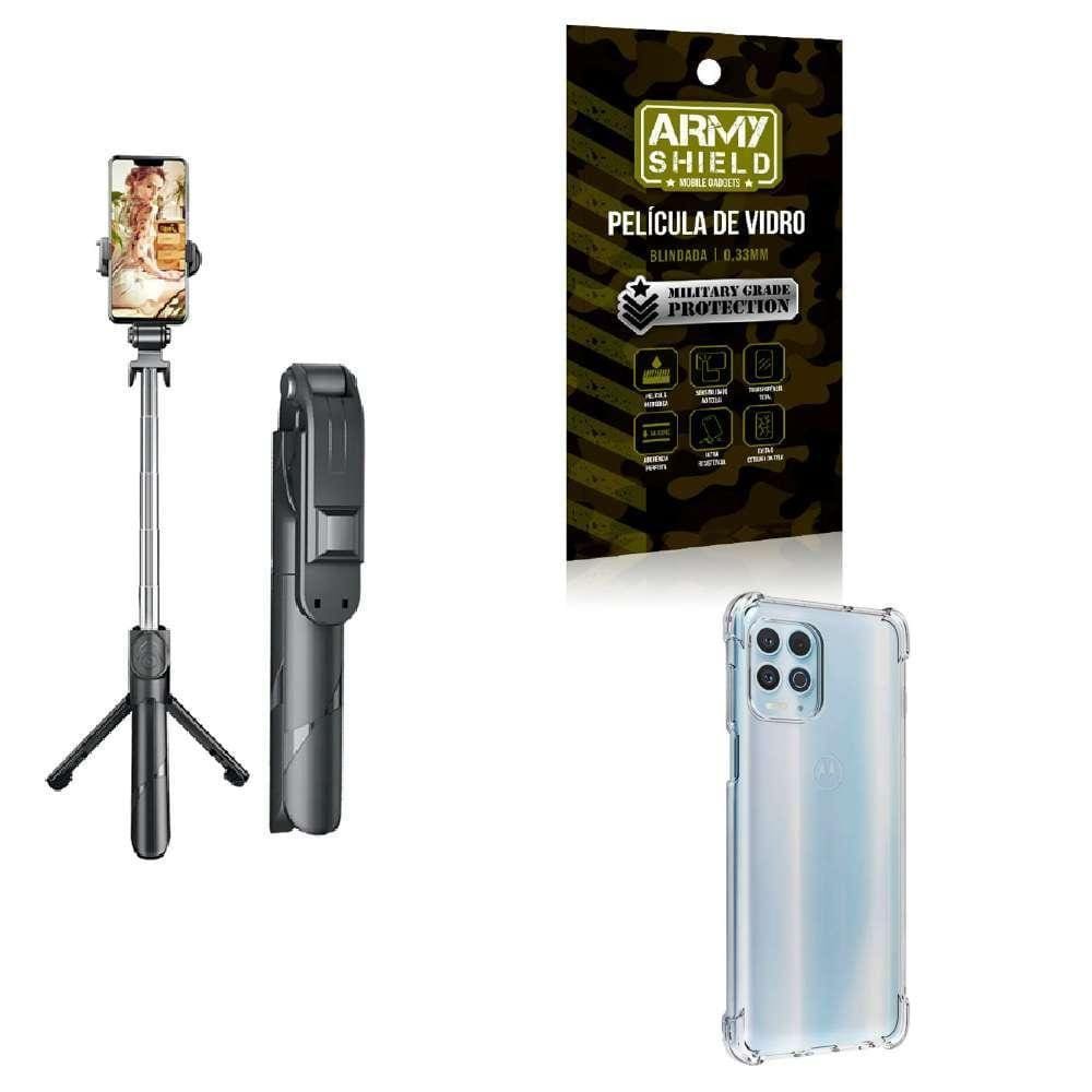 Kit Tripé De Selfie + Capinha Motorola G100 + Película 3D