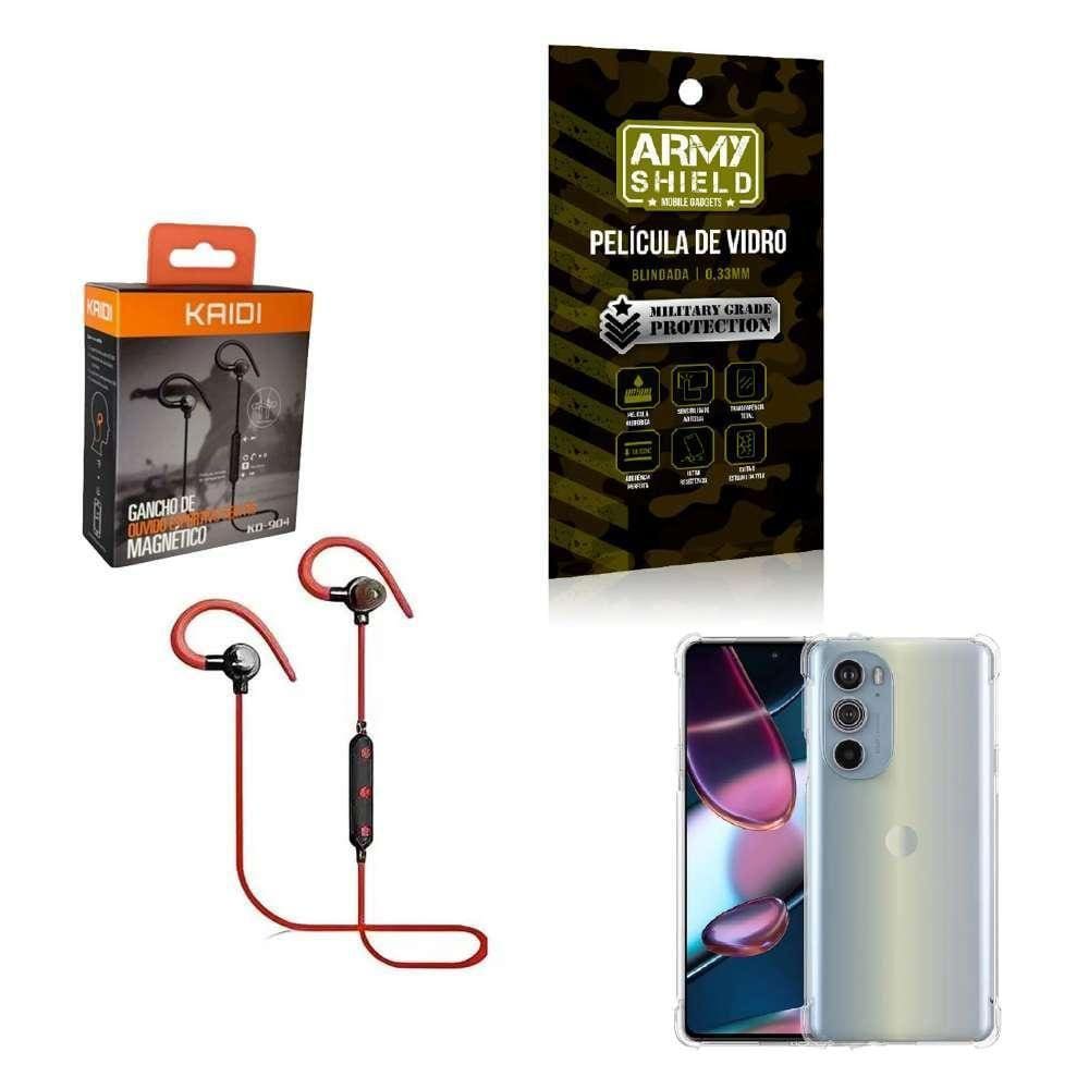 Kit Capinha Moto Edge 30 Pro Fone Bluetooth E Película 3D