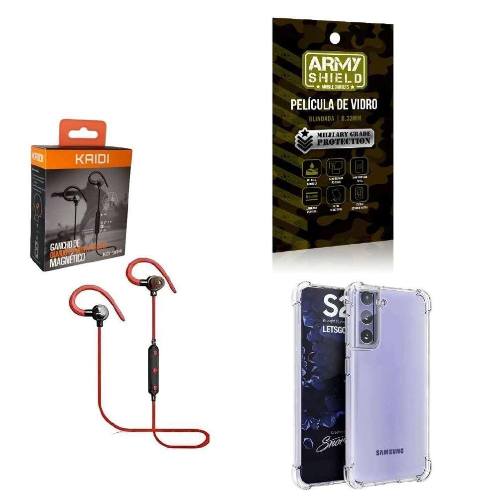 Kit Capinha Samsung S21 Plus Fone Bluetooth E Película 3D