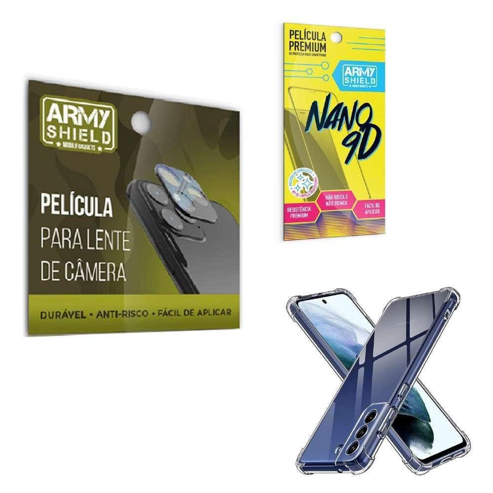 Película De Câmera E Tela Samsung S21 Fe Com Capa Anti Shock