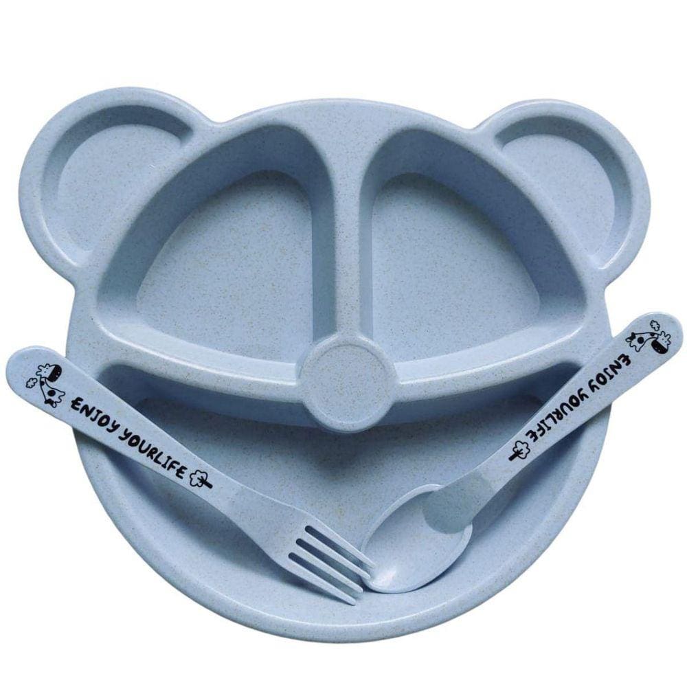Prato Infantil Ursinho com Divisórias - Biodegradável - 20cm