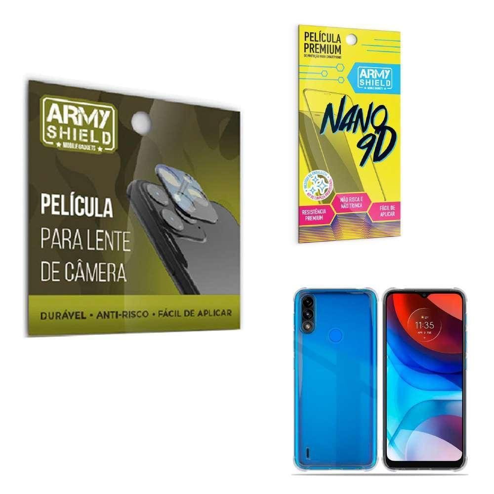 Película De Câmera E Tela Moto E7 Power + Capinha Anti Shock