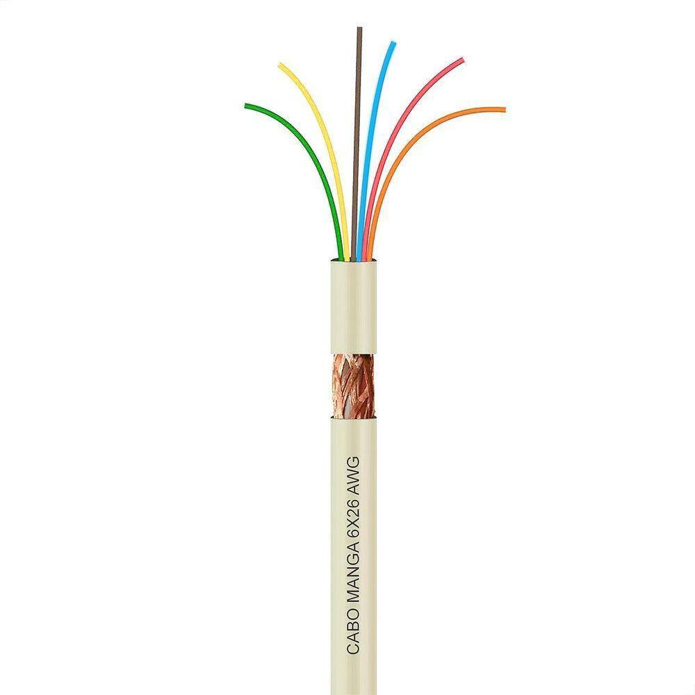Cabo Manga 6X26 Awg - Com Blindagem Bege - 5 Metros
