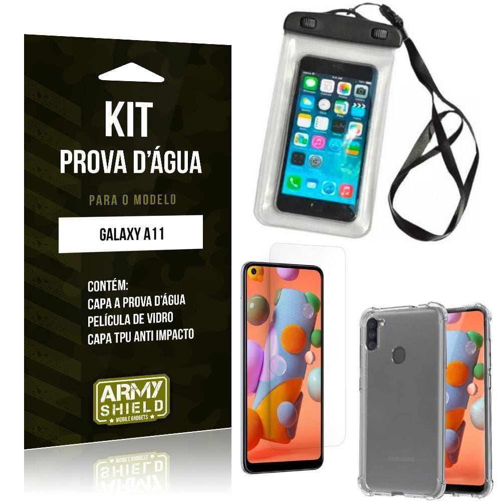 Capinha Prova D`Água Galaxy A11+Capinha Anti Shock+Película