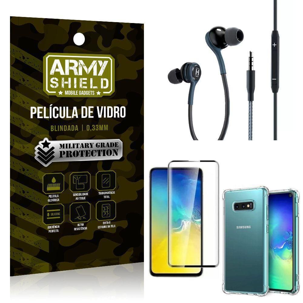 Kit Galaxy S10E Fone Extreme+Capa Anti Impacto+Película 3D