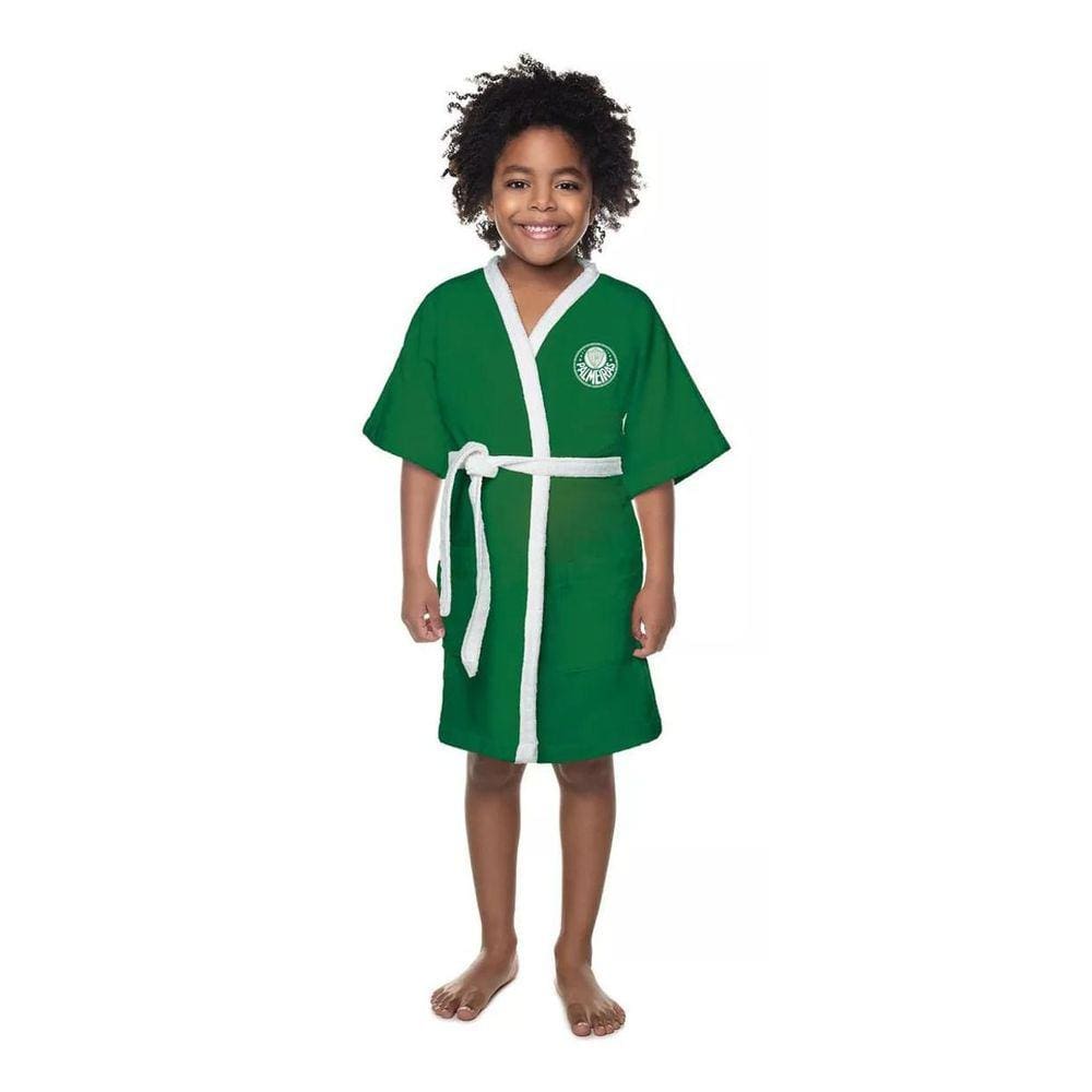Roupão Aveludado Infantil Quimono Palmeiras P Lepper